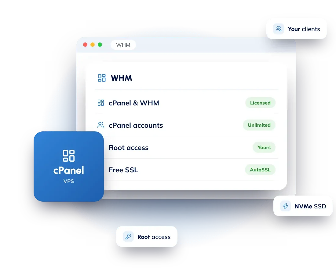cPanel VPS hosting: your own VPS with a cPanel/WHM license included