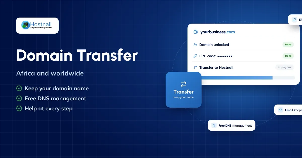 Domain transfer: move your domain to Hostnali with its EPP code, with your website and email kept online