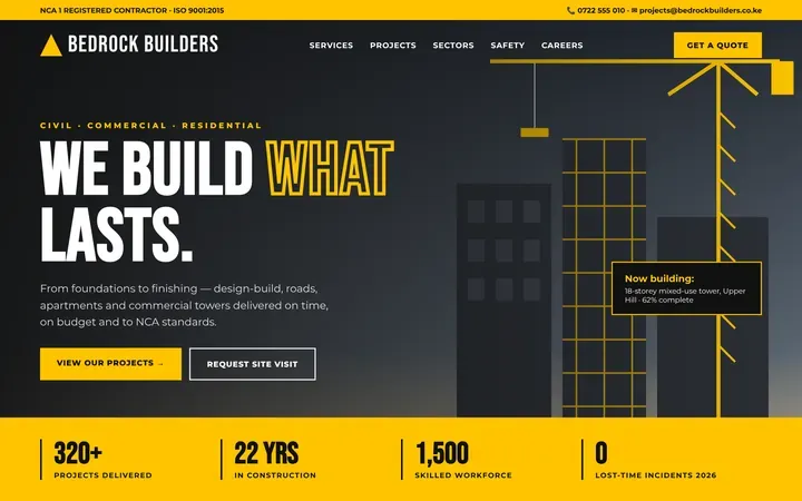 Construction company website design for contractors