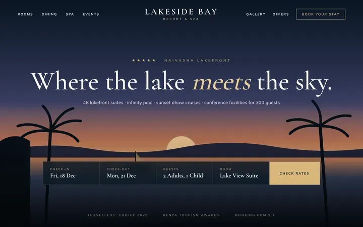 Luxury hotel and resort website design with room booking