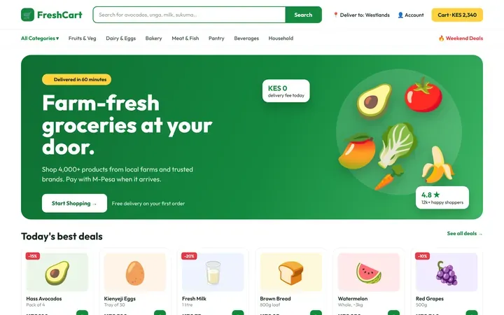 Online supermarket and grocery delivery website design