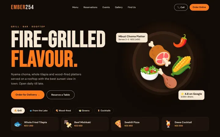 Restaurant website design with online menu and food ordering