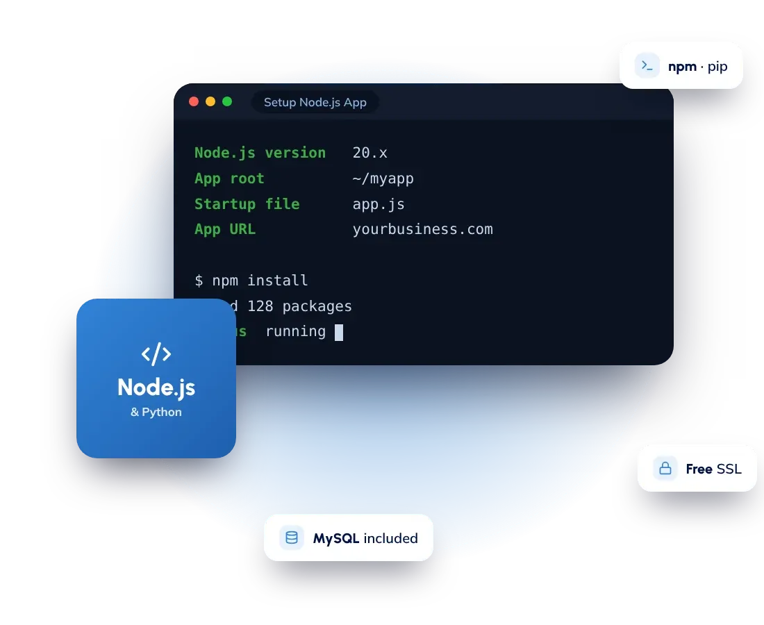 Node.js and Python hosting: run Express, Django and Flask apps from cPanel