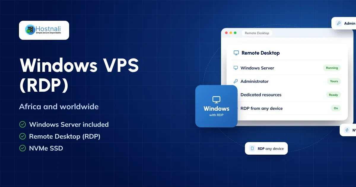 Windows VPS hosting with Remote Desktop (RDP) and Windows Server included