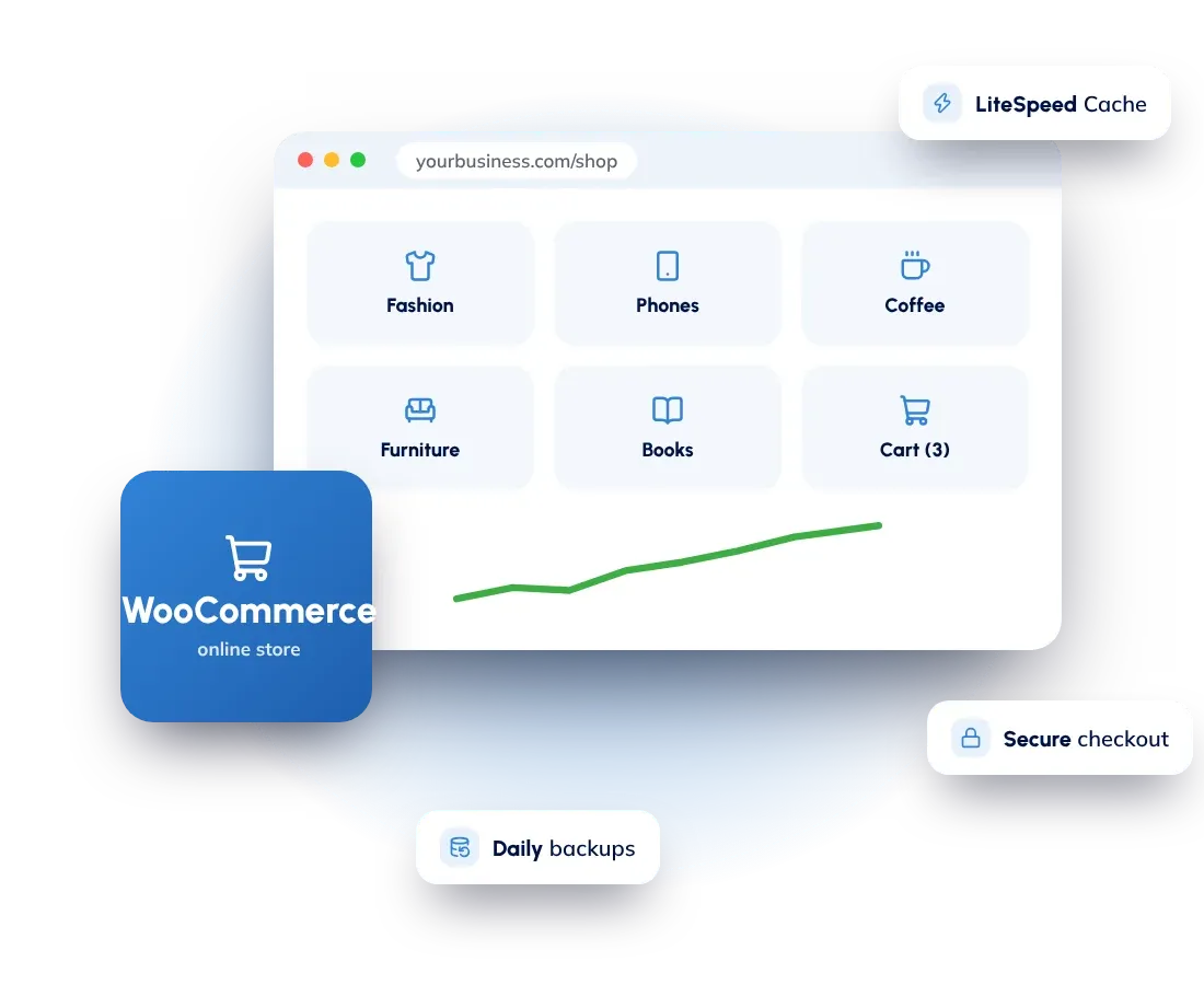 WooCommerce hosting: a fast online store on LiteSpeed with free SSL and daily backups