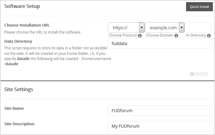 How to Install FUDforum via Softaculous in cPanel? - FUDforum install screen
