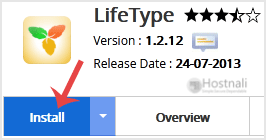 How to Install LifeType via Softaculous in cPanel? - LifeType install button