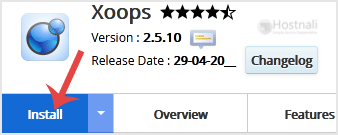 How to Install Xoops via Softaculous in cPanel? - Xoops install button