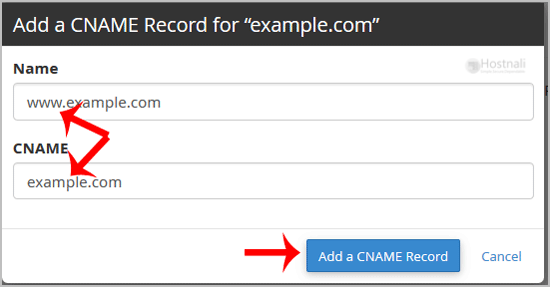 How to add CNAME Record in cPanel using the DNS Zone Editor? - cpanel cname record add domain