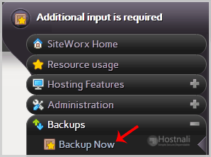 How to generate a full backup of your SiteWorx Account? - backup now option
