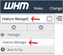 How to Disable features that cannot be overridden by another feature list from WHM Root? - whm reseller feature manager menu
