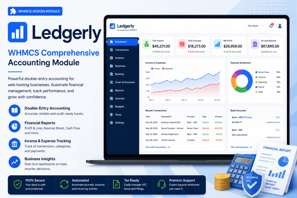 WHMCS Accounting Module Ledgerly – Double Entry Accounting for WHMCS