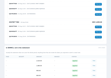 Mpesa Payments Pro Module for WHMCS - 05 reconciliation