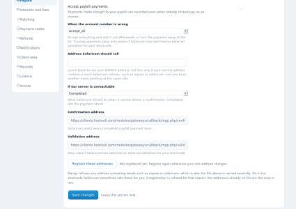 Mpesa Payments Pro Module for WHMCS - 11 settings paybill sandbox