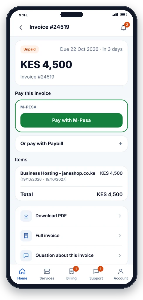 Hostnali App 10 Invoice payment with M-Pesa
