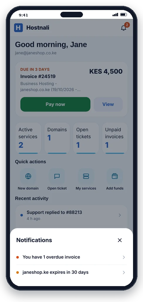 Hostnali App 16 Notifications panel